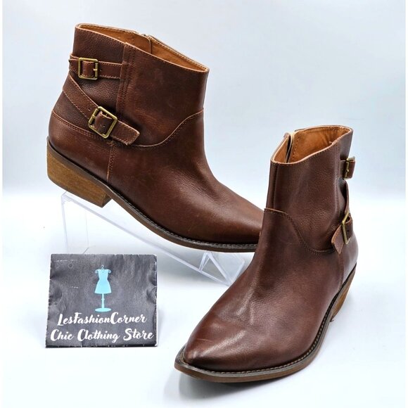 Lucky Brand Women's Brown Leather Caelyn Buckle Accents Ankle Bootie Sz 11 2972 - Picture 13 of 16